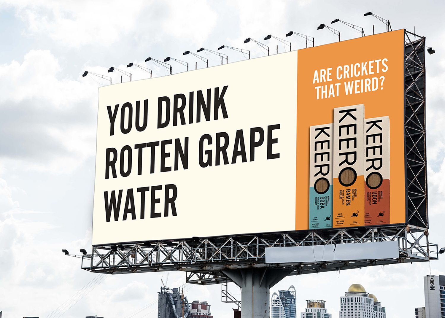 KEERO Cricket Noodles advertising billboard.